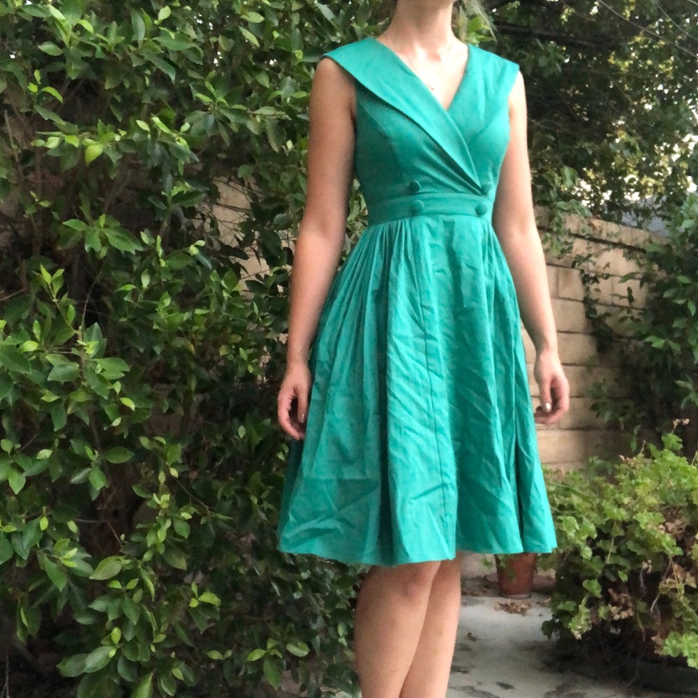 Teal ModCloth fit and flare dress